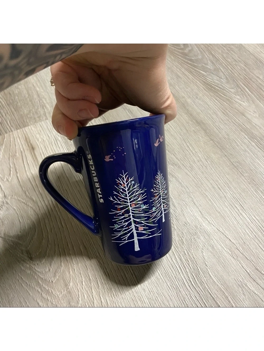 Starbucks Holiday 2019 Blue Coffee Mug with Moon & Sleeping Reindeer
